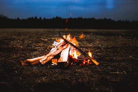 Camping fire flames photo
