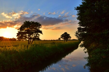 River abendstimmung clouds