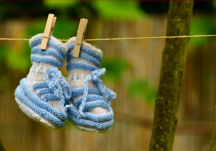 Birth baby shoes knitted photo