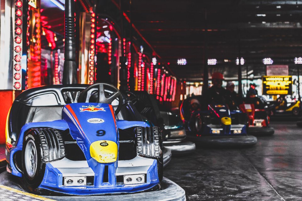 Bumper cars dodgems gray park