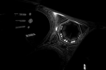 Perspective ray of light black church