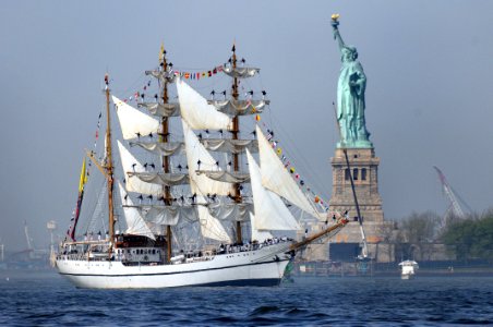 Tall ship & Liberty photo