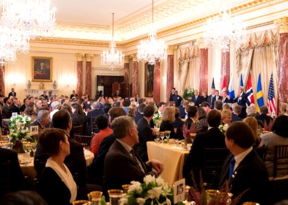 Secretary Kerry Delivers Remarks at a Working Luncheon He … photo