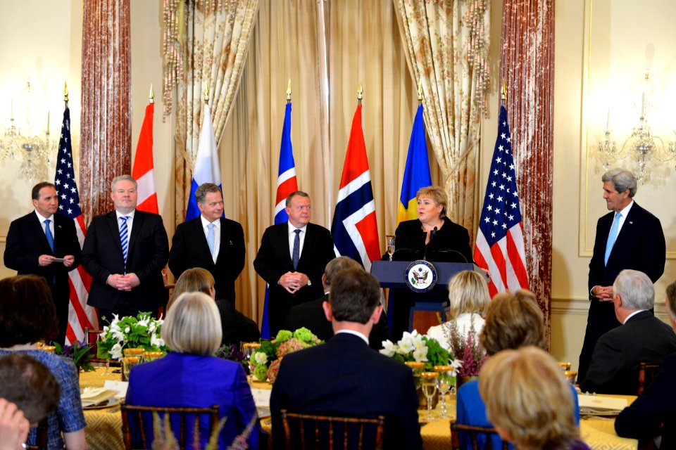 Secretary Kerry Listens as Norwegian Prime Minister Solber… 