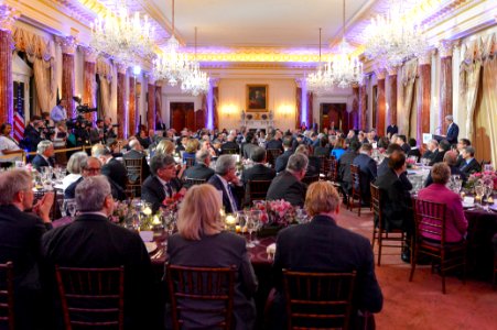 Secretary Kerry Delivers Remarks at a Working Dinner for t… photo