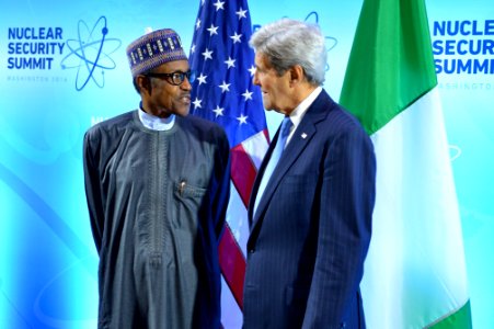 Secretary Kerry Chats With Nigerian President Buhari Befor… photo
