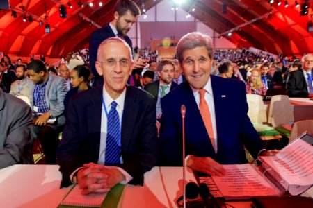 Secretary Kerry Sits With Special Envoy Stern Before the P… photo