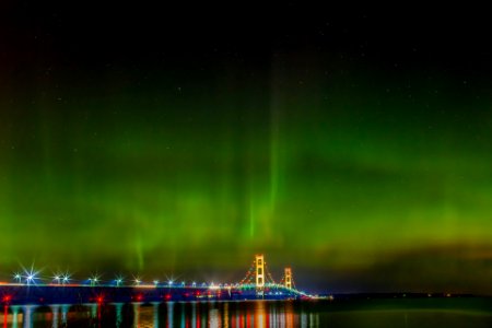 Northern lights at Mackinac bridge photo