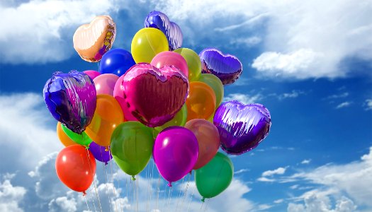 Colorful heart balloons photo