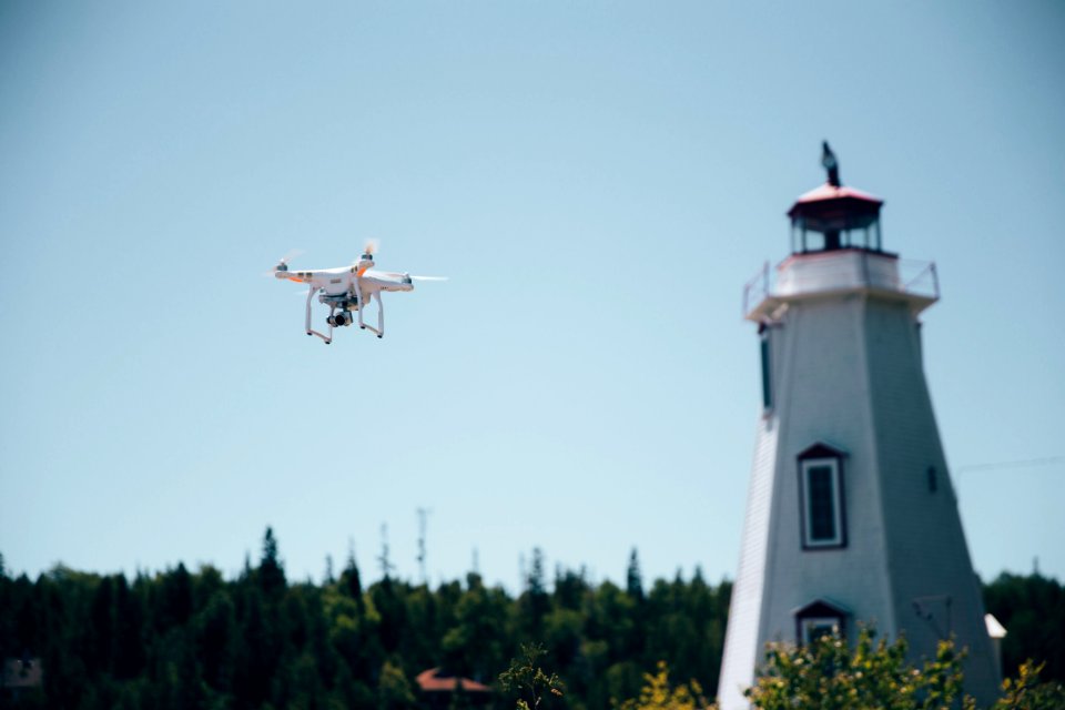 Drone over lighthouse 