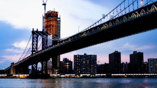 New York City bridge on morning photo