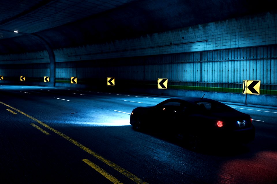 night drive in tunnel photo