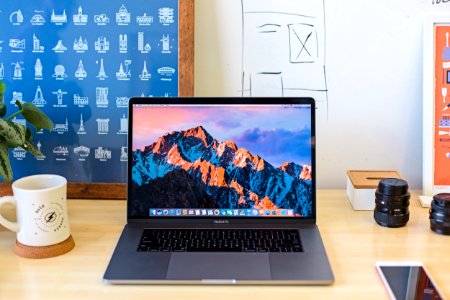 laptop and coffee cup photo