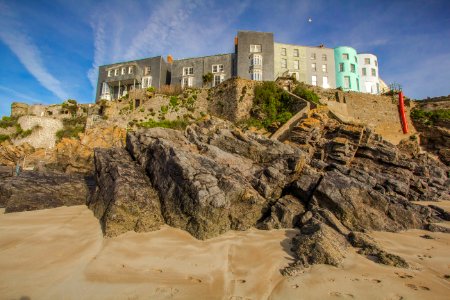 Houses on coast at wales england photo