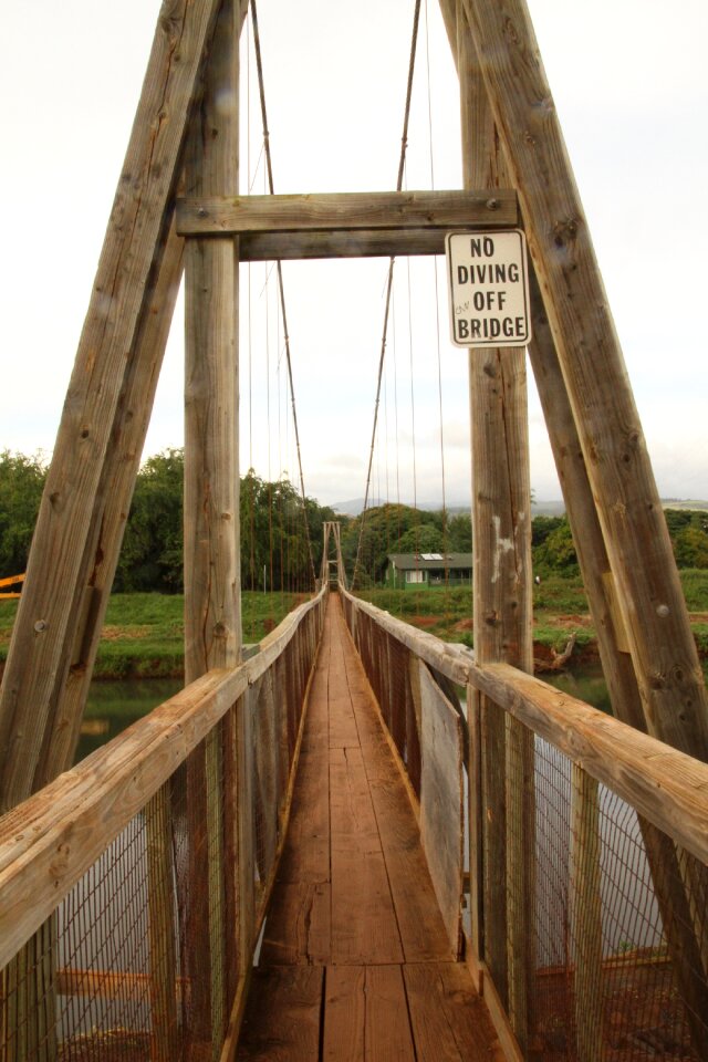 Kauai river wood bridge