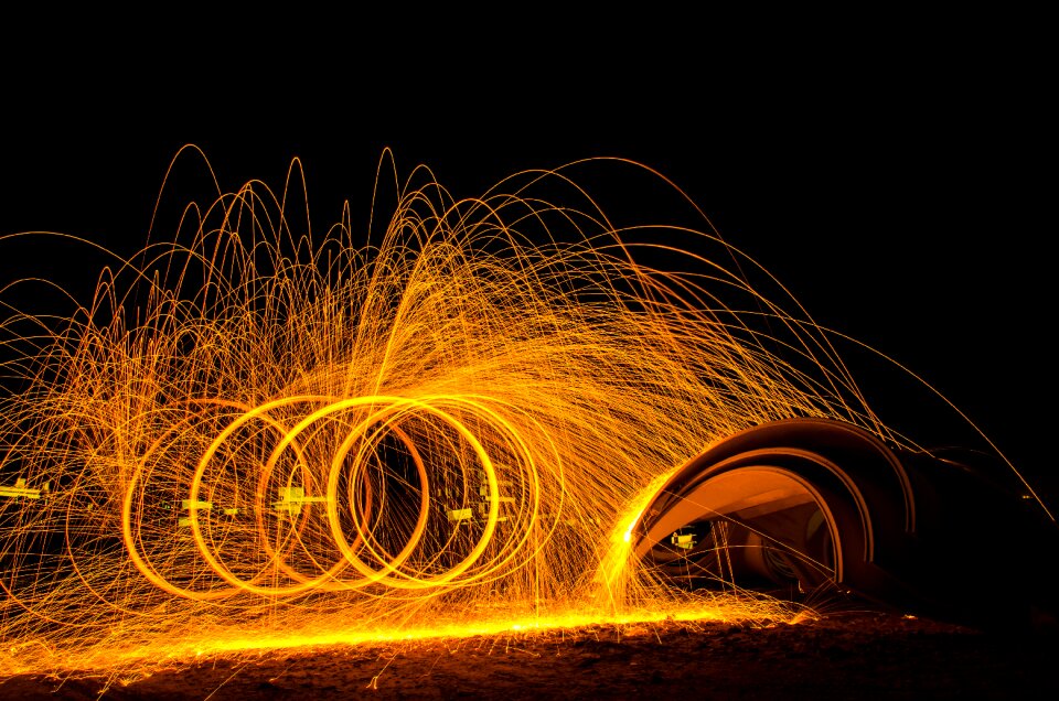 Light painting color sparks