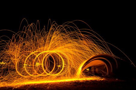 Light painting color sparks photo