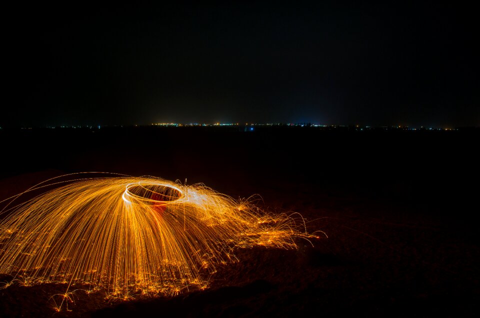 Light painting color sparks