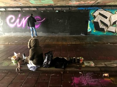 Eindhoven Berenkuil, step in the graffiti arena, with grou… 