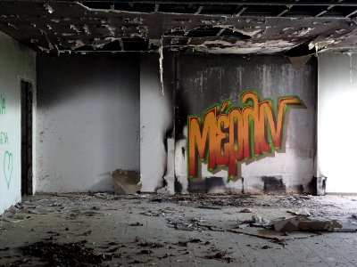 Limnos abandoned Kaviria Palace Resort with graffiti Merli… 