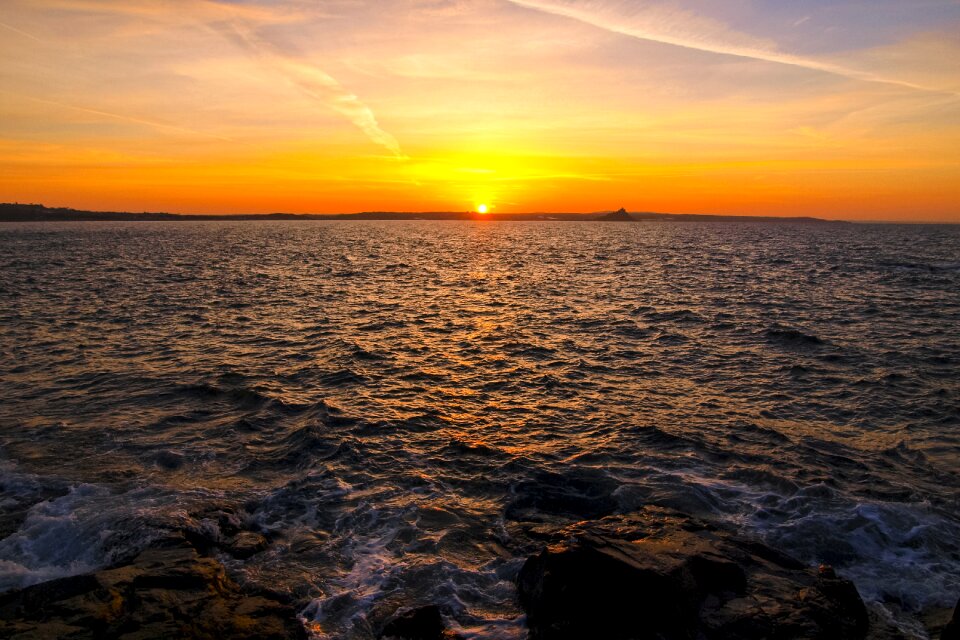 Sunrise sea cornwall photo