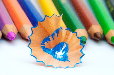 Colour pencils wooden pegs pointed photo