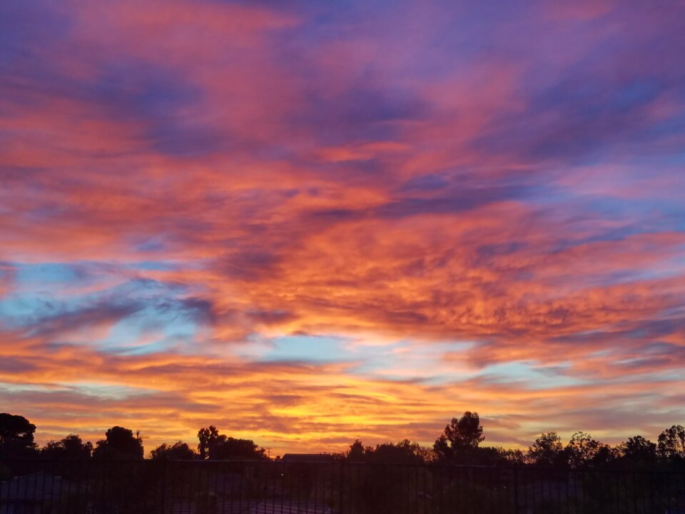 Sunset bright sky clouds