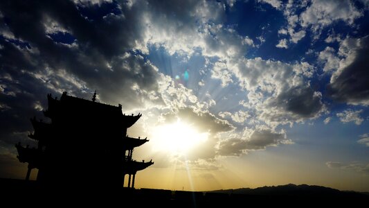 Sunset the great wall jiayu guan