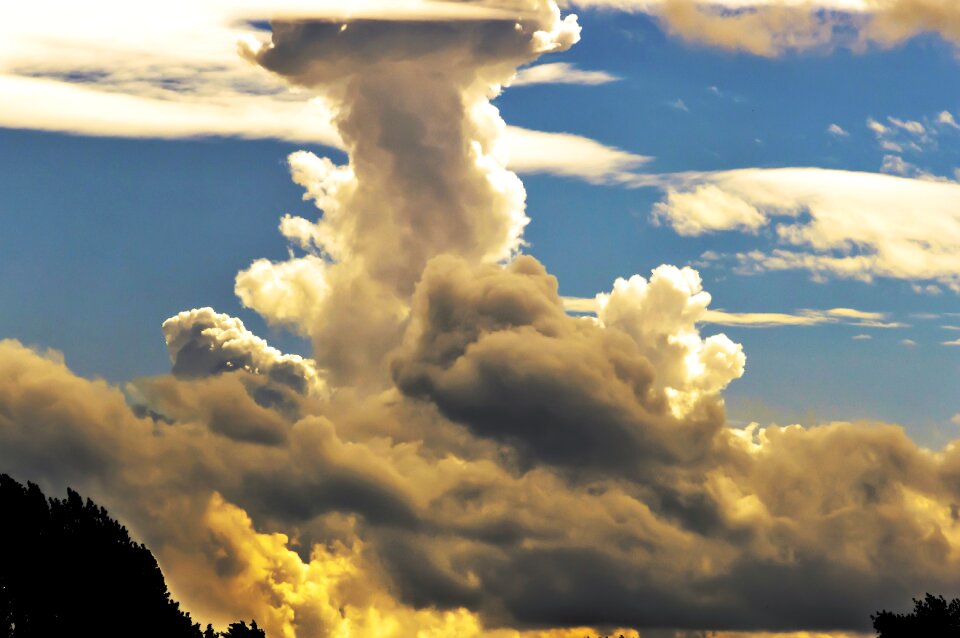 Blue covered sky clouds form photo