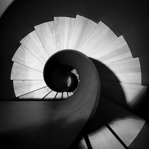 Gradually spiral staircase stair step photo