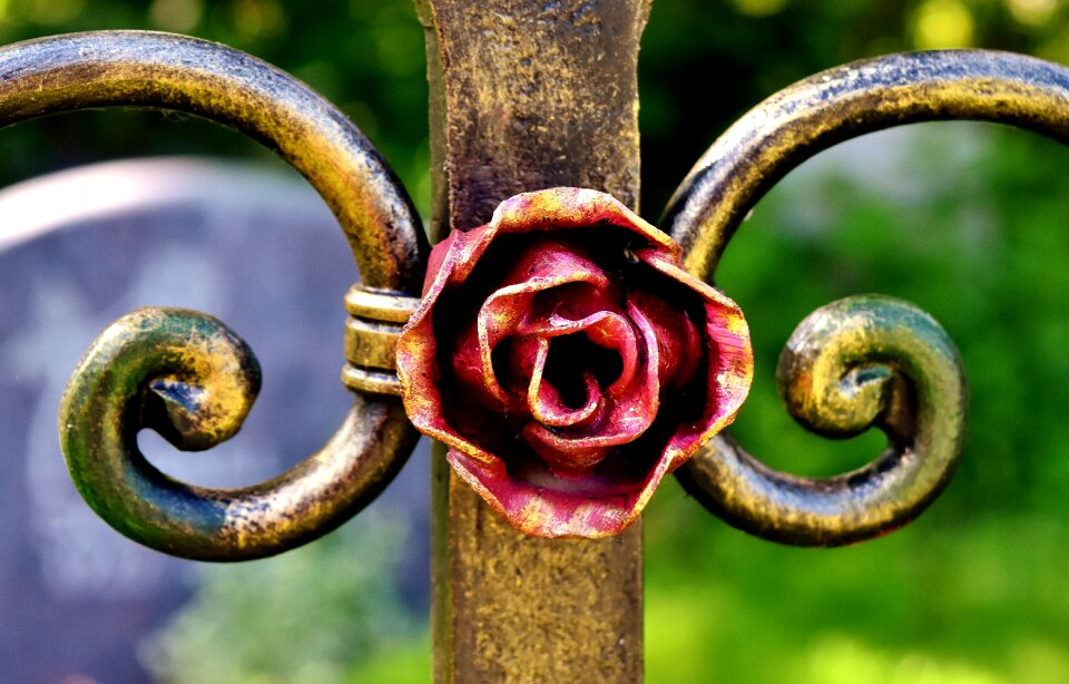 Red shaped wrought iron