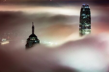 Foggy architecture building