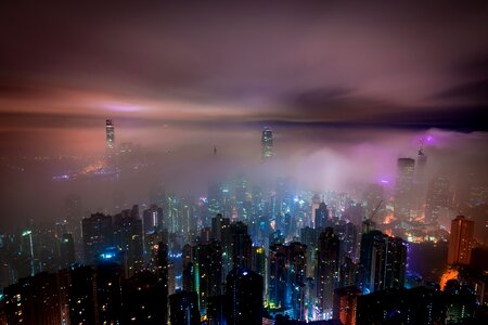 Mist haze skyscrapers
