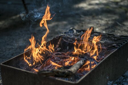 Burnt campfire coal photo