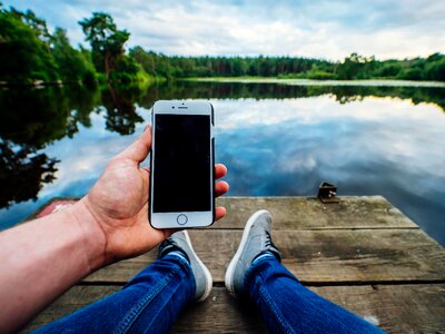 Iphone lake person