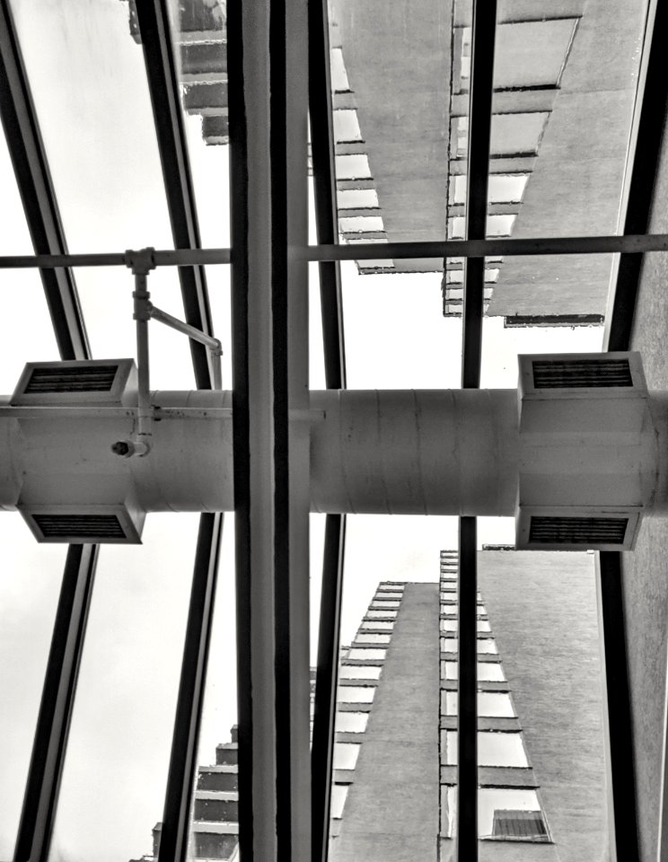 Looking Up from the Indoor Pool at Rain