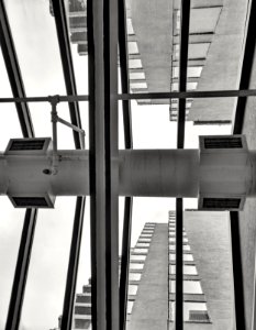 Looking Up from the Indoor Pool at Rain photo