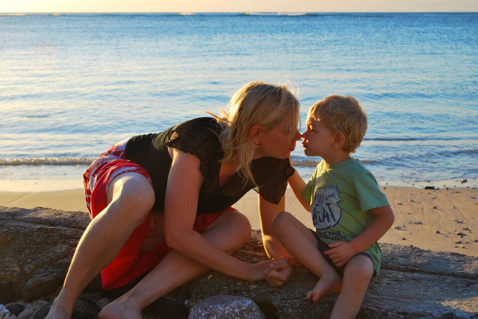 Beach sitting together
