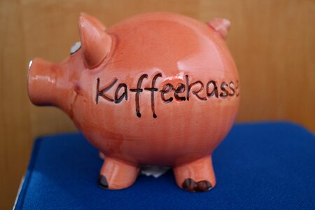 Pig porcelain figurine money photo