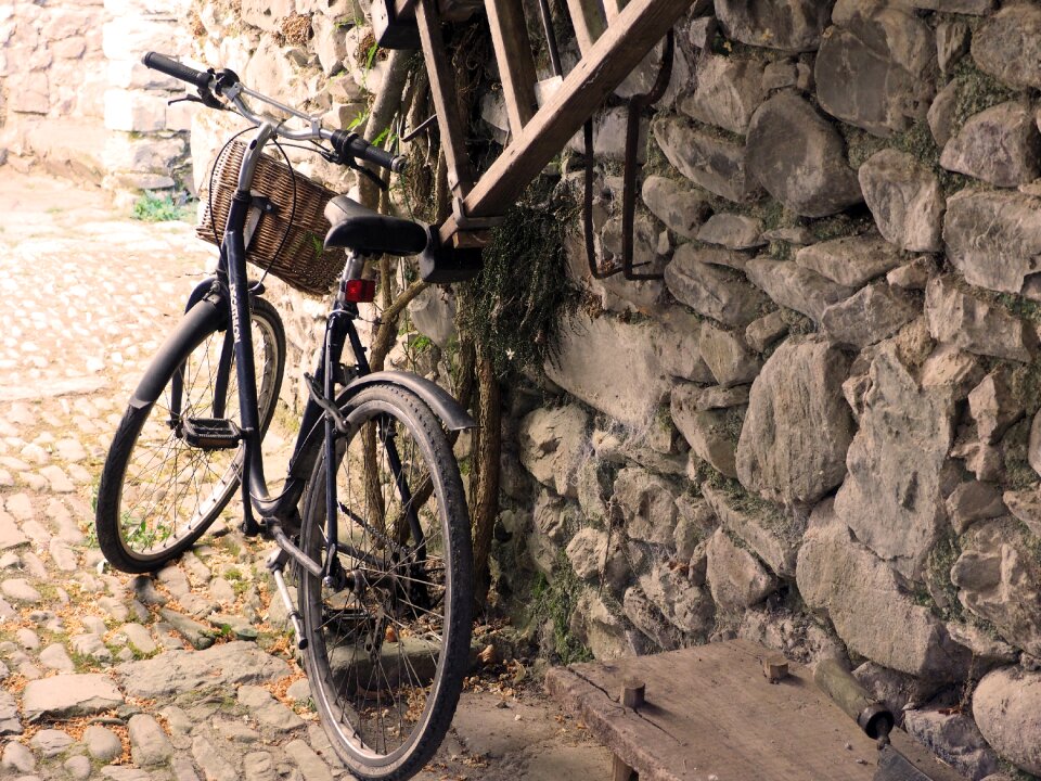 Bike old stone ladder