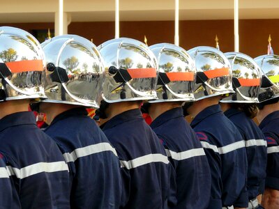 Firefighter helmet fire photo
