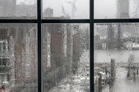 Window pane bad weather port photo