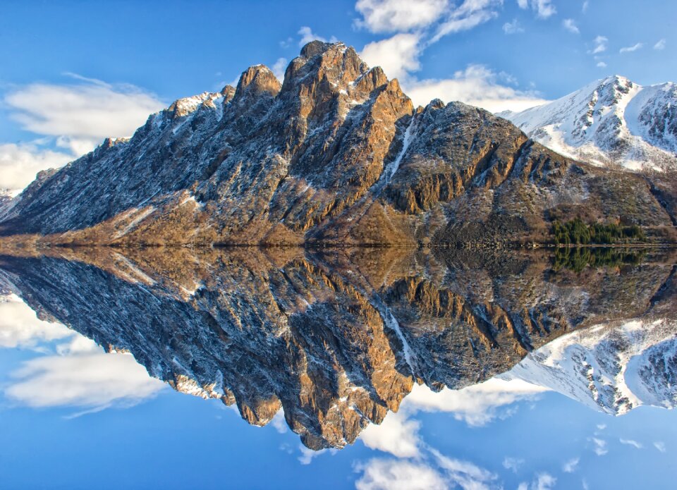 Mountain and water nature mirroring