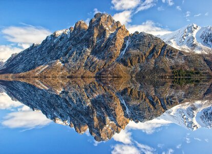 Mountain and water nature mirroring