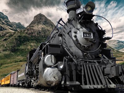Old steam locomotive train photo