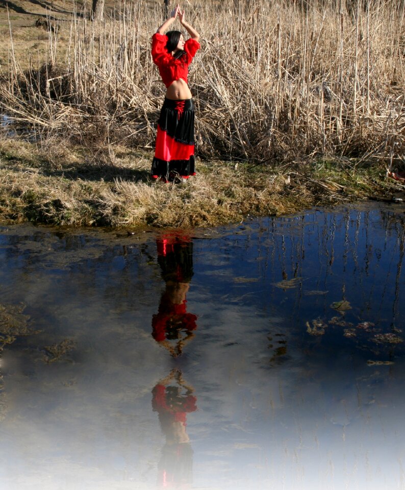 Reflection water red