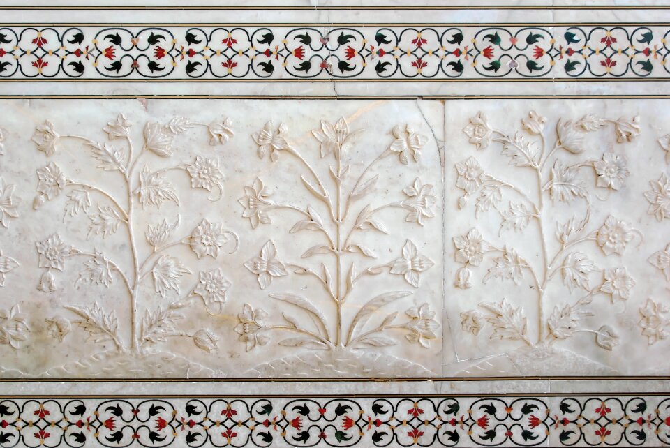 Marble bas-relief inlays