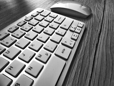 Workplace computer keyboard black and white