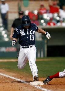 Baseball player play at first first base
