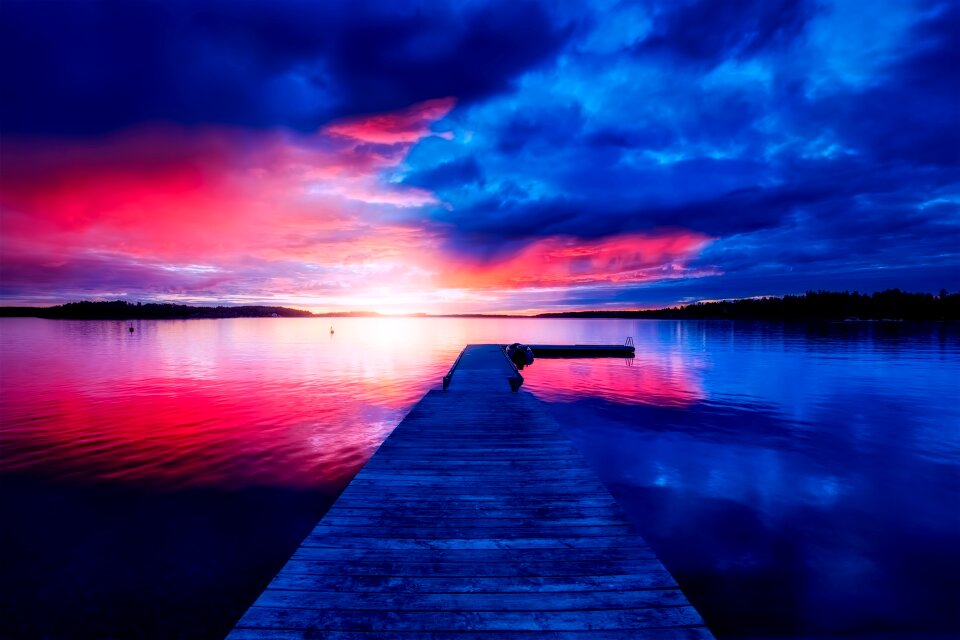 Sky clouds lake